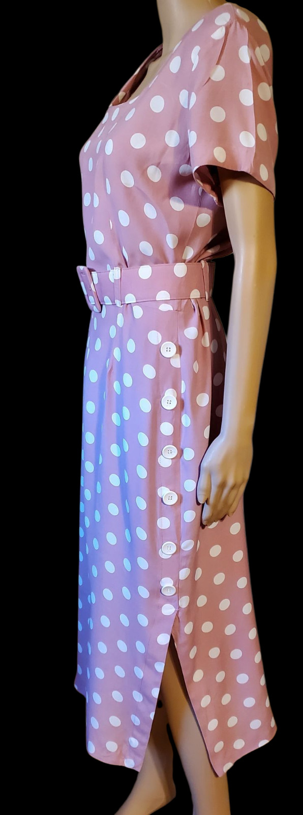 VTG 80s Jonathon Martin Career Girl Pink White Polka Dots Belt See Measurements