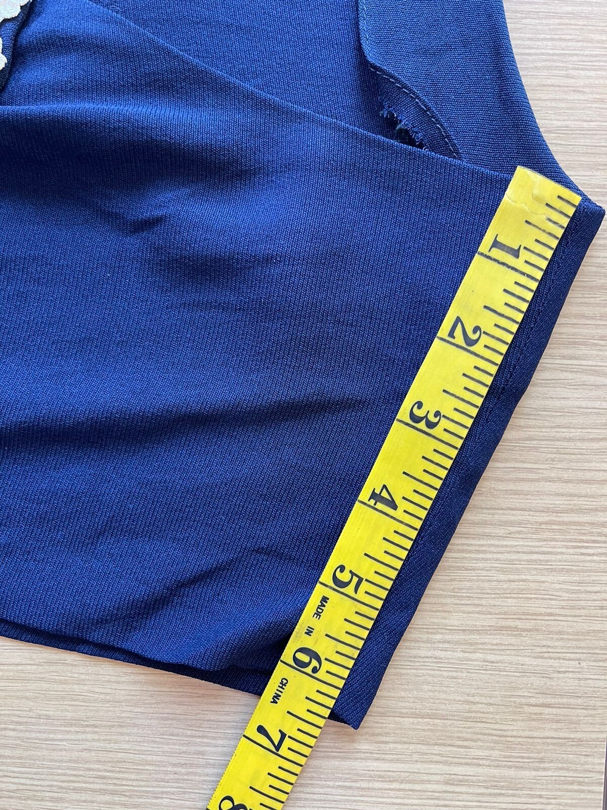40’s 50’s Navy-Blue Rayon Lace-Beaded Collar Dress Lady Petite Size S/M