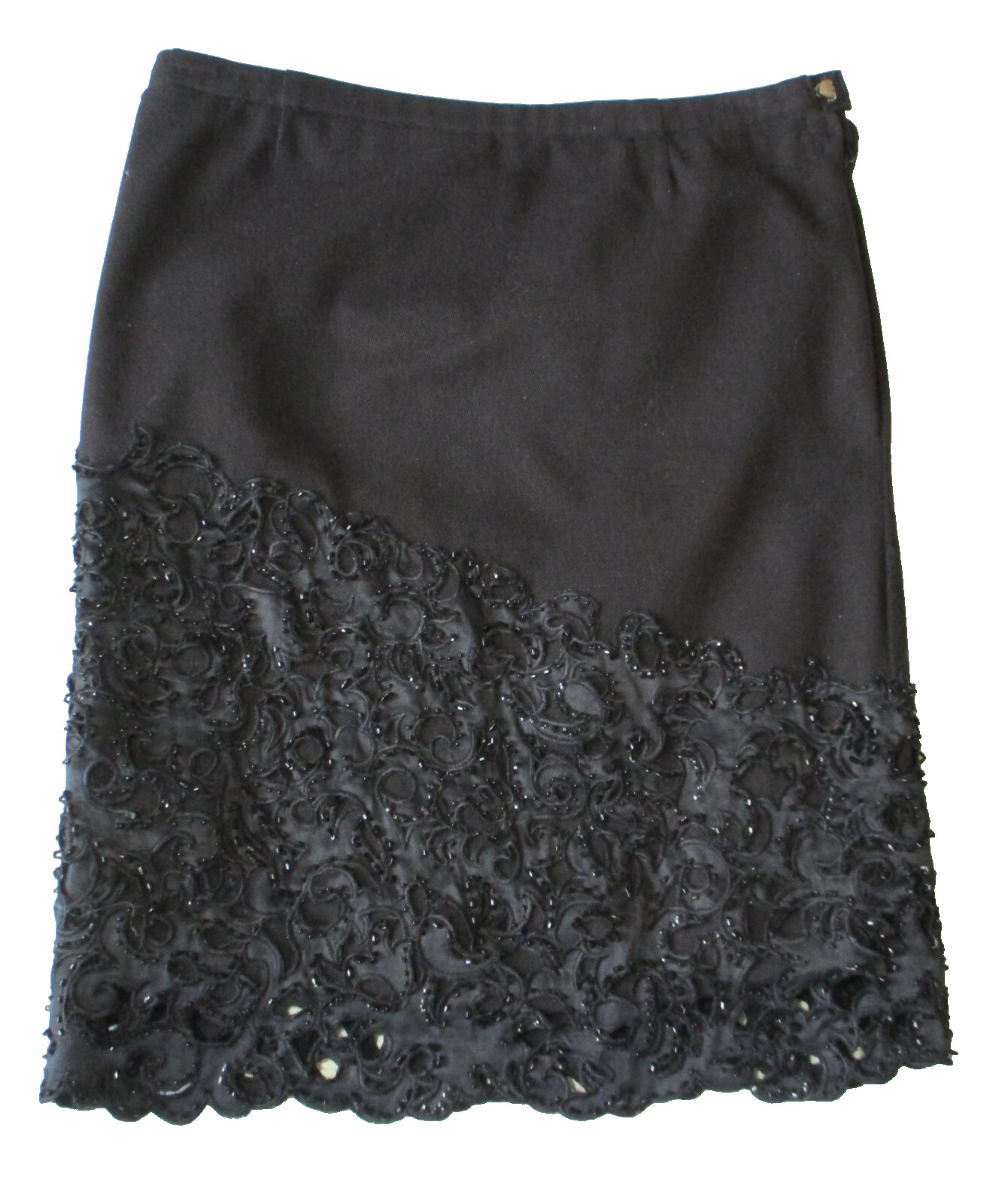 Vtg Vie By Victoria Royal Skirt Sz 6 Women Black Stretch Cotton Blend Beaded