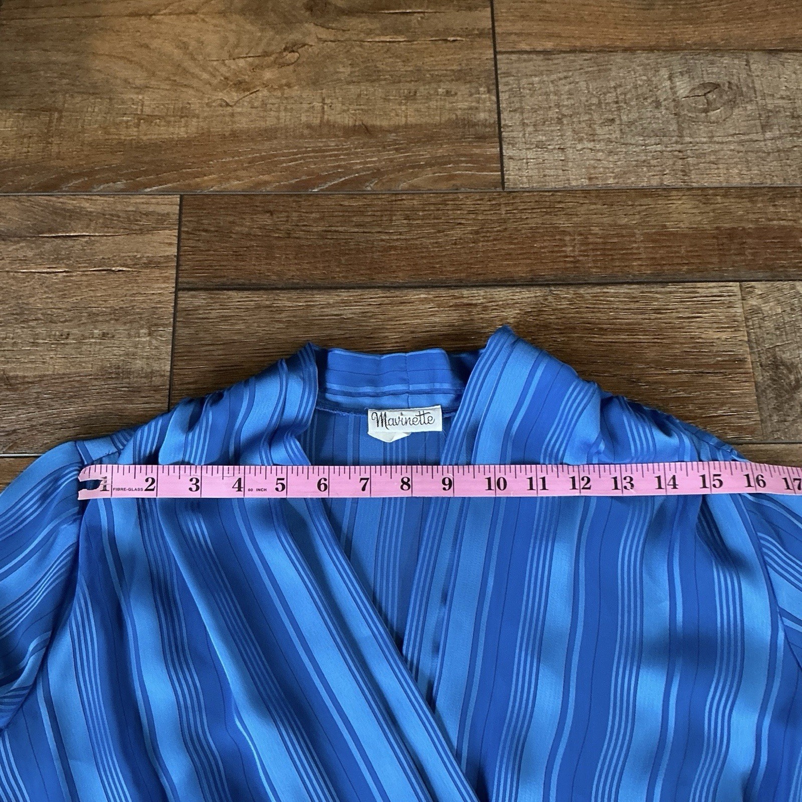 70s VTG Marinette Royal Blue Stripe Wrap Dress Belt 100% Polyester Size 12 #18D7