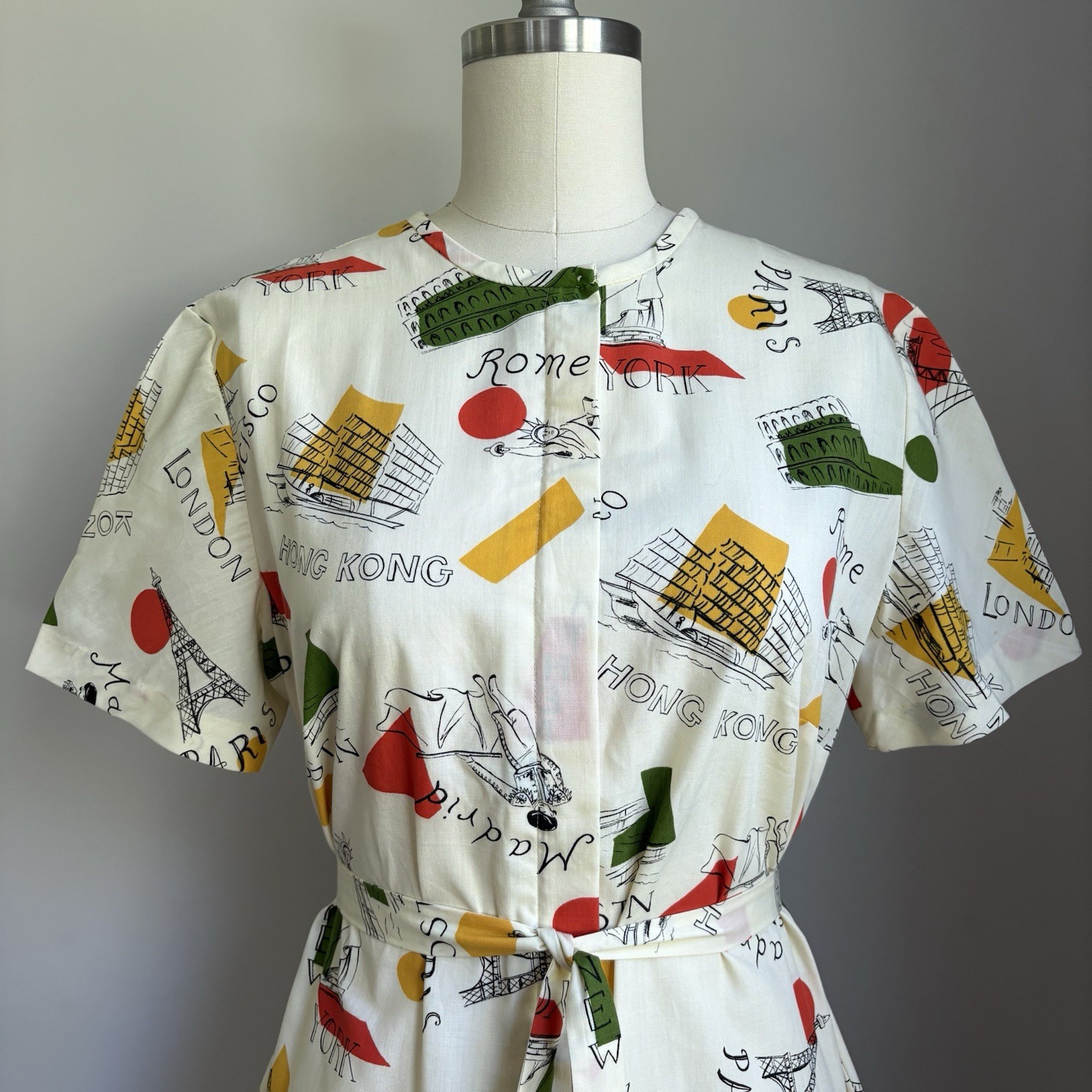 Vintage 1960’s NOS TWA Flight Attendant Stewardess Travel Destinations Dress M