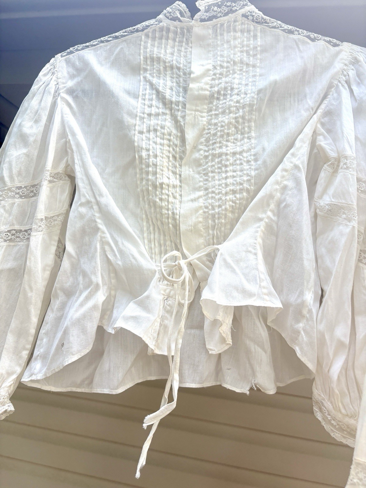 Antique Edwardian Wedding/Lawn/Tea Dress Ivory Cotton Lace Embroidery Small 2pc
