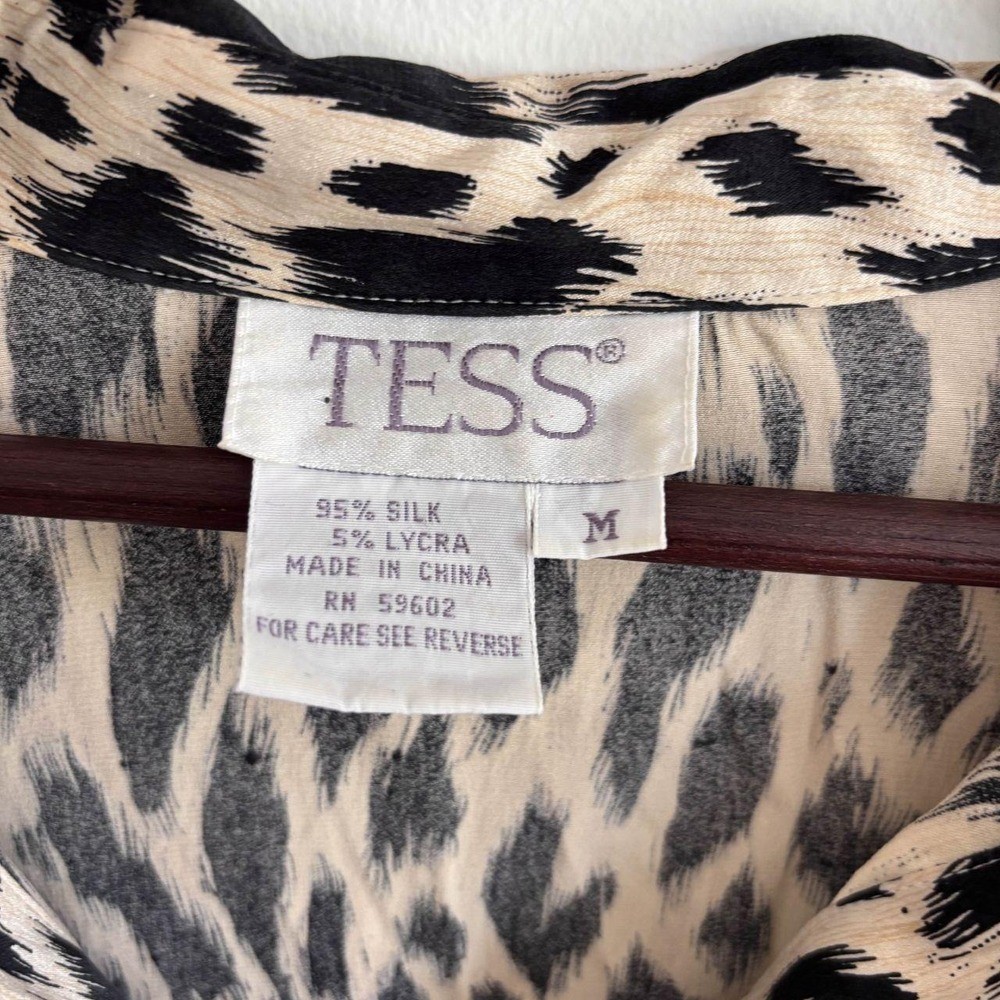 Vintage Tess Silk Leopard Button Up