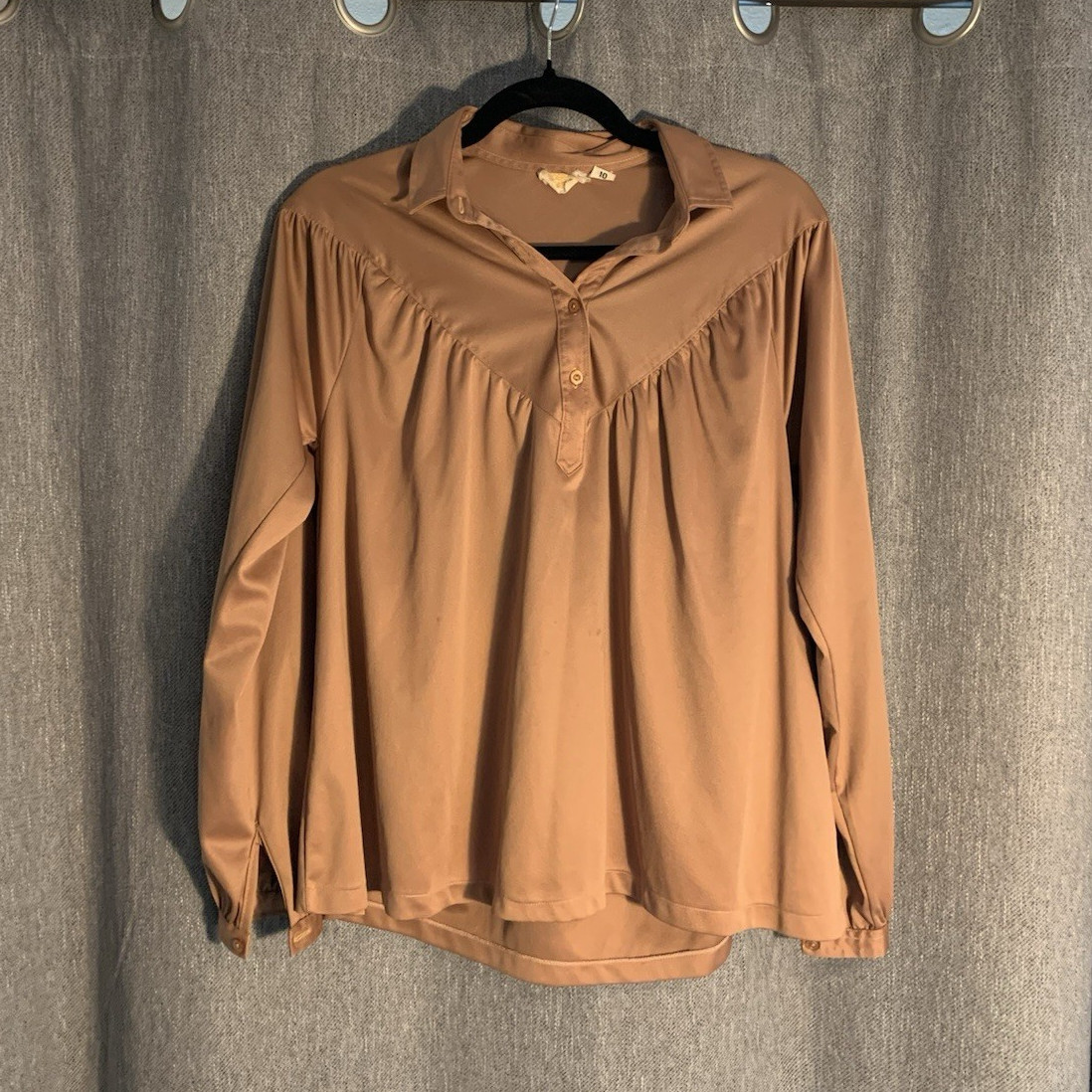 Vintage Emanuel Ungaro Women’s Brown Long Sleeve Blouse Top Regular Size 10