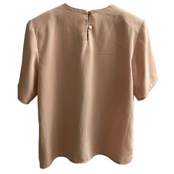 Jack Mulqueen Blouse Blush Beige Vintage Keyhole Back Top Womens Medium