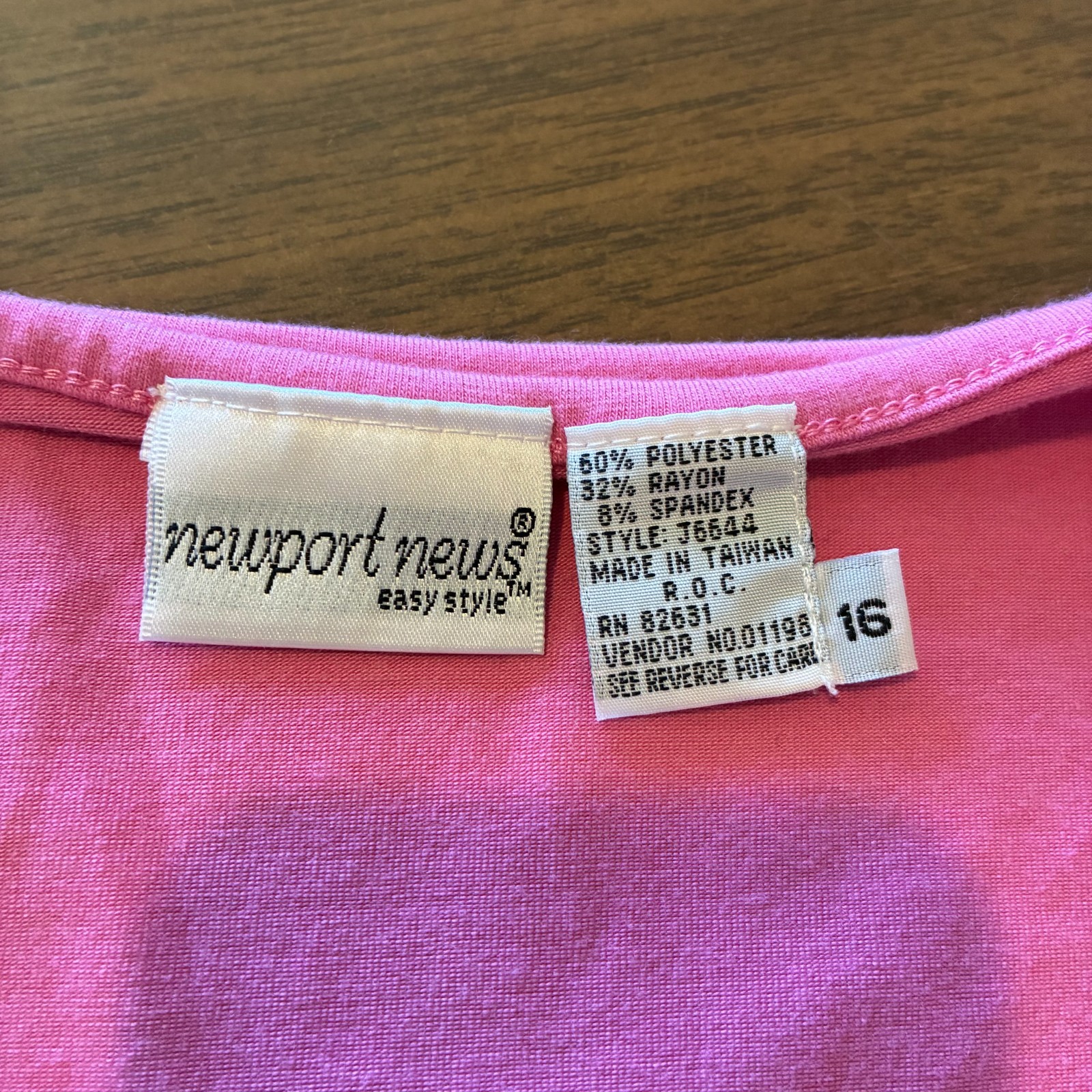 Vintage Newport News Women’s Dress Size 16 Pink Sheath Pullover Square Neck Maxi