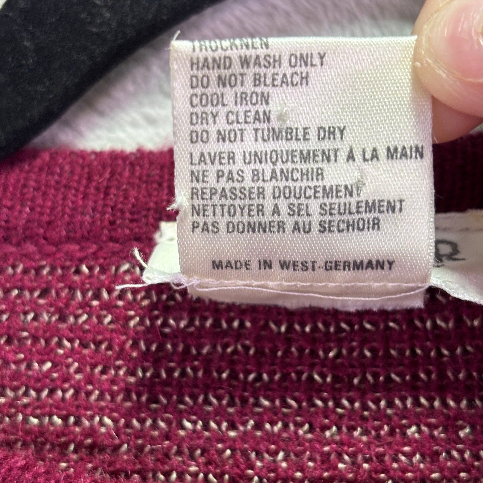 Vtg Slendor Womens Sweater 16 XXL Burgundy Geometric Mohair Blend West Germany