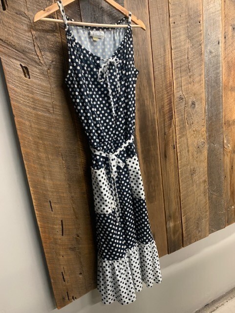 Vintage Julie Miller of California Polka Dot Dress Navy Size S