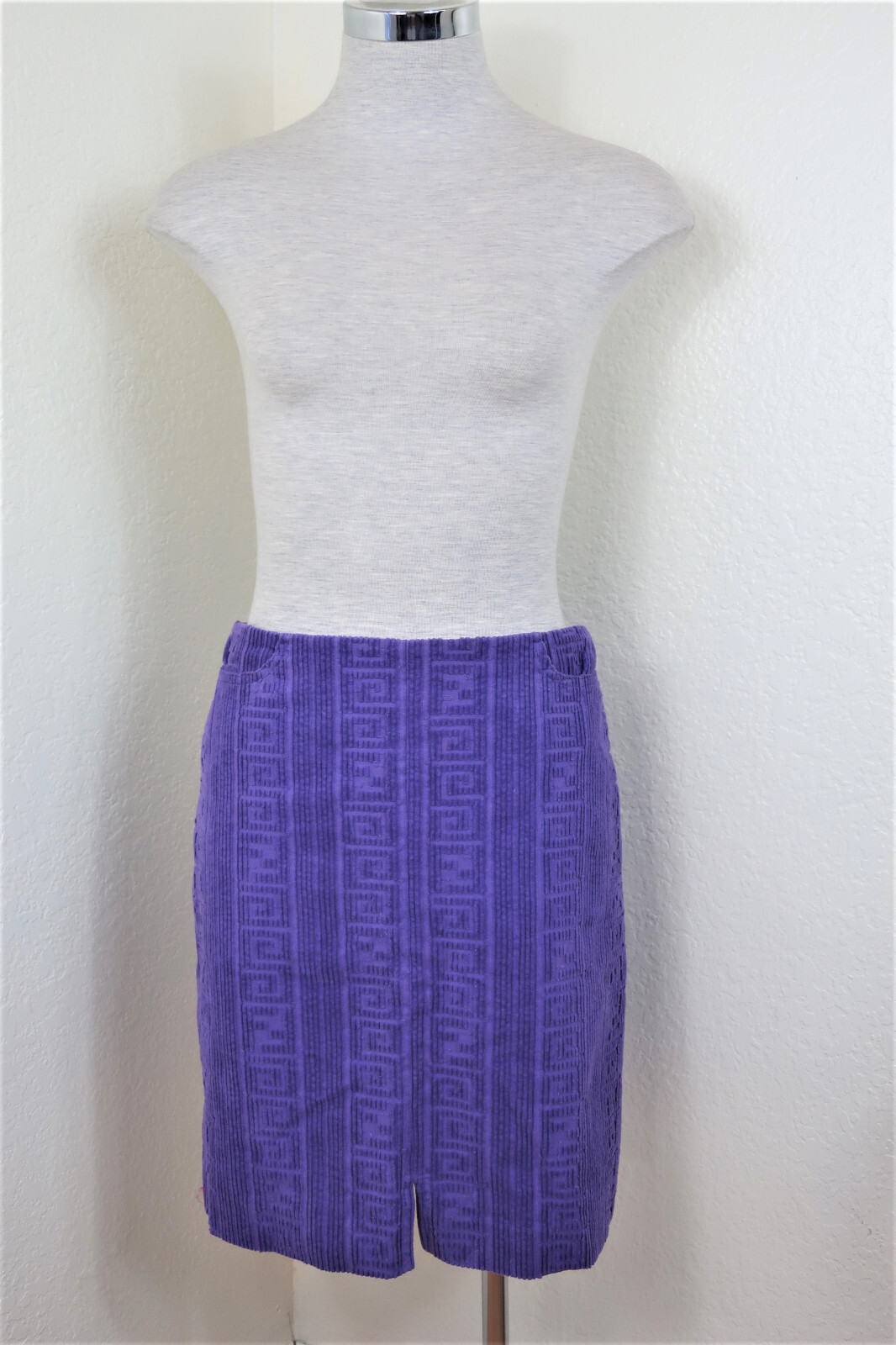 Vintage FENDI Logo Embossed Blue Purple Hip Hop Pencil Skirt Small 36 US 6 4 5 6