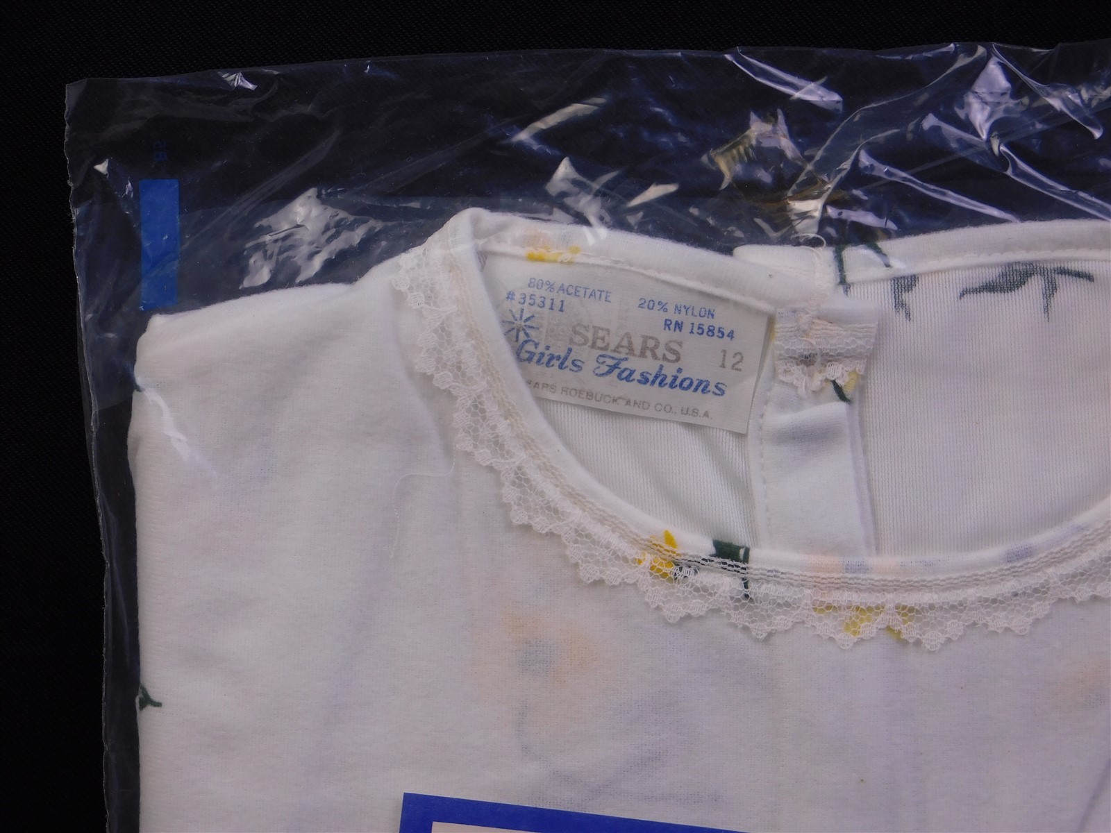 NIP Girl’s 2 Pcs Vtg Sears 1960’s White & Yellow Flowers Pajamas Sz 12