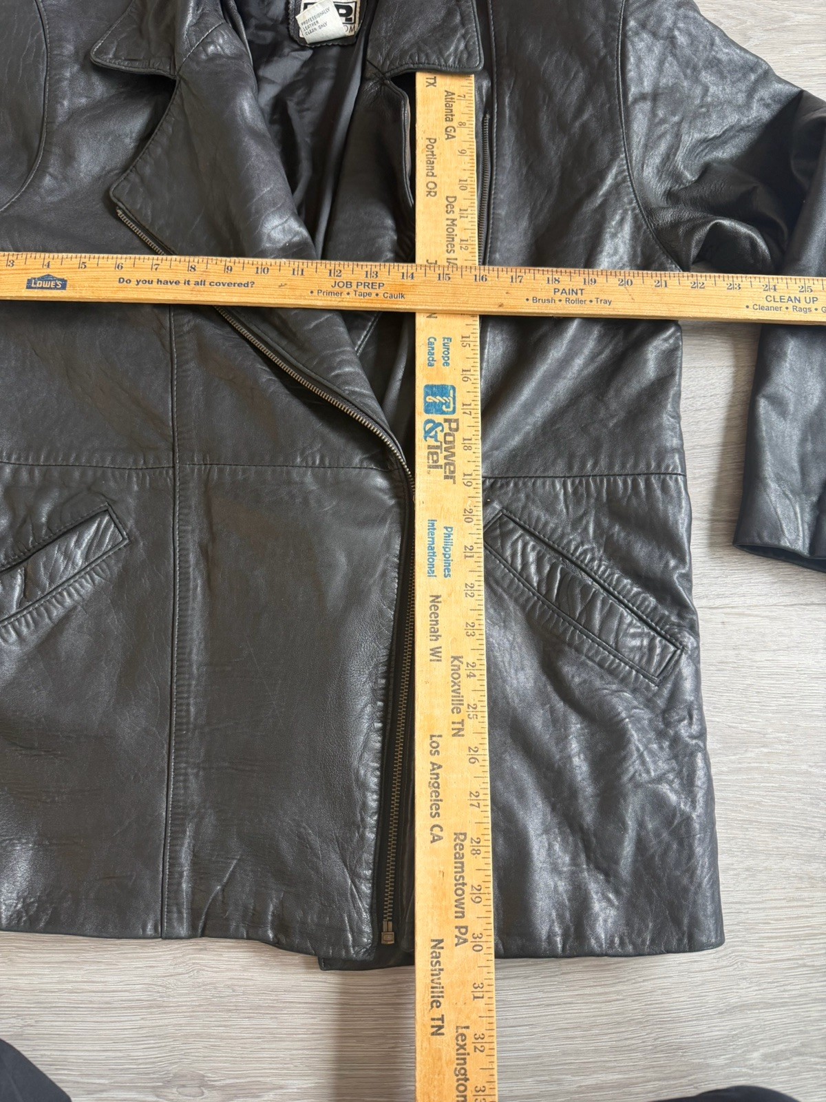 Vtg 90s Brass Plum BP Nordstrom Women’s Black Lamb Leather Jacket Coat L Read