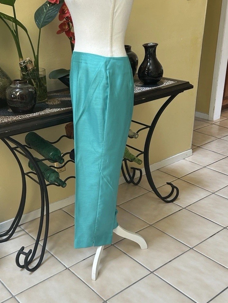 Dress Barn Aquamarine Women’s Sz 10 Two Piece Striped Tank Top & Teal Pants Set