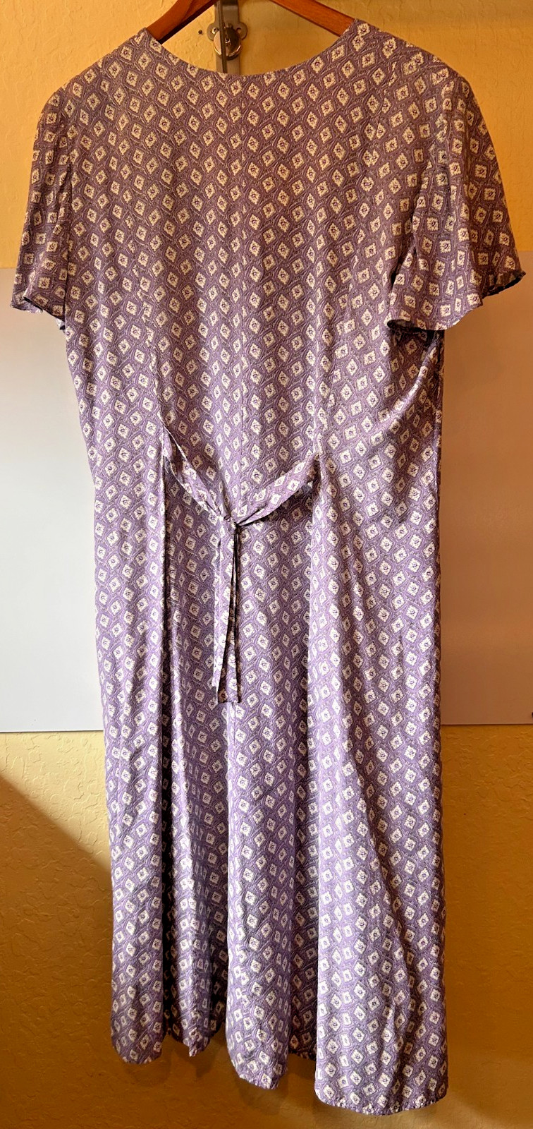 Vtg 90s Caroline Wells Wo’s 12 Midi Purple Floral Dress Button Front Cottagecore