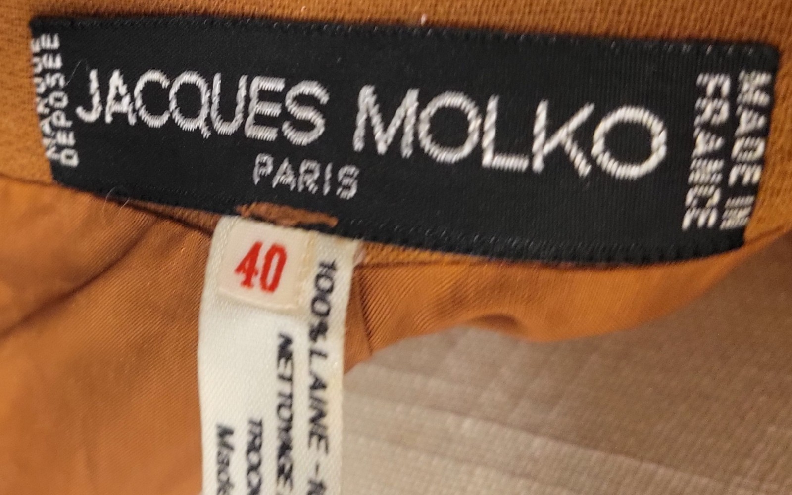 Vtg Skirt Suit Sz 8 French Import Couture 80’s Paris Wool Jacques Molko Note Gvc