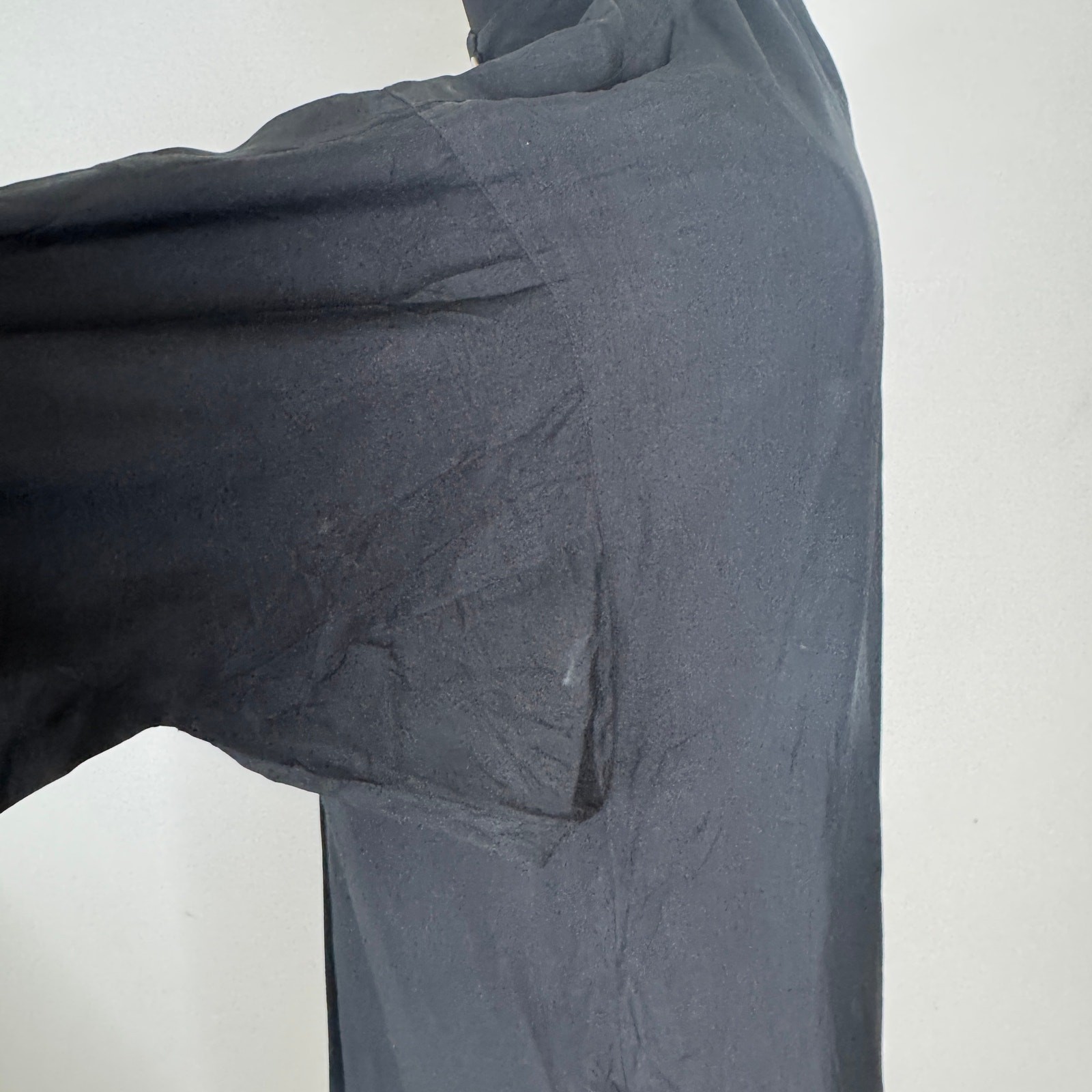 Vtg 80s Cathy Hardwick Black Silk Batwing Dress Dolman Sleeve Minimalist Pockets