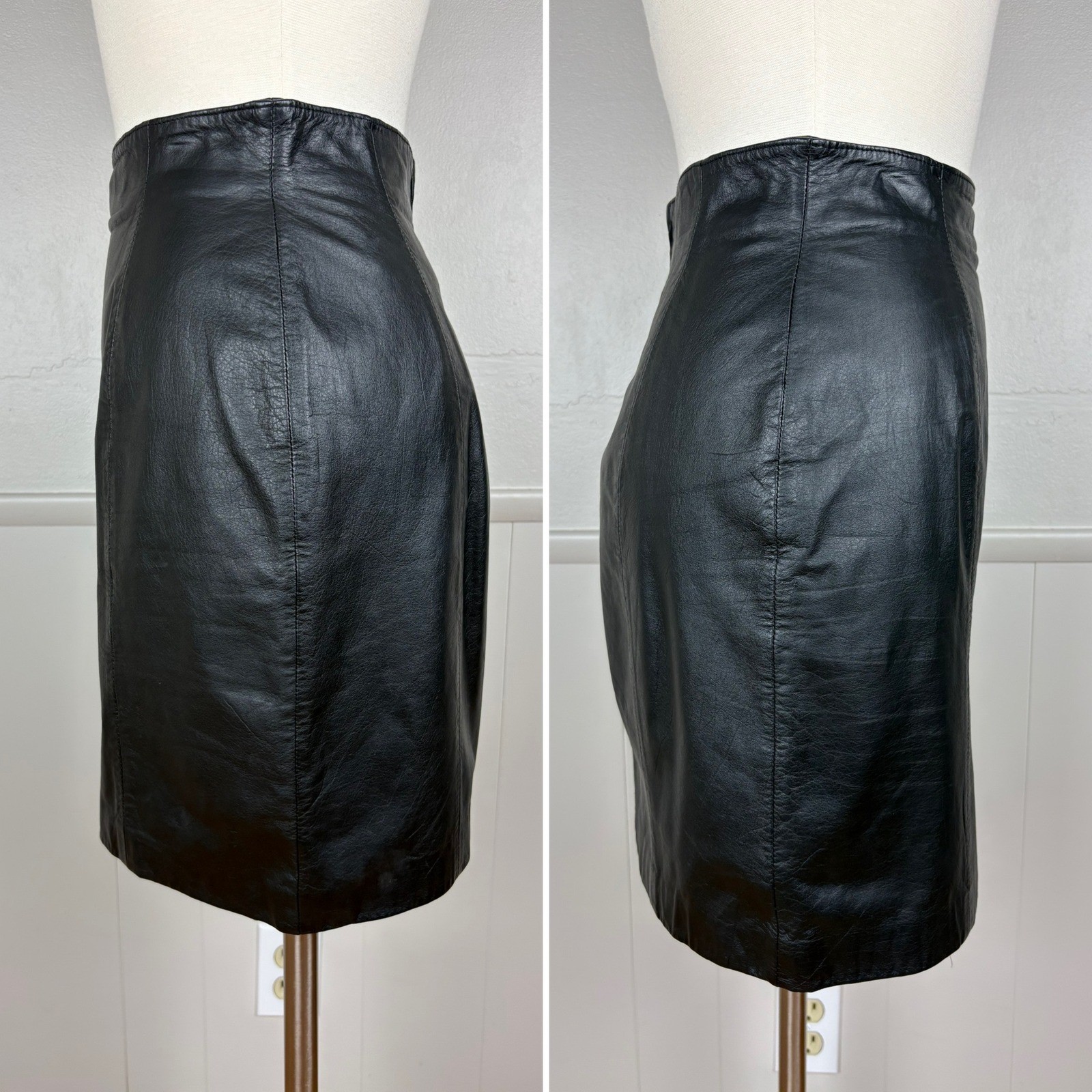 Wilson Leather Vintage Mini Skirt Size 6 Black Lined 90’s Y2K Straight Glam Rock