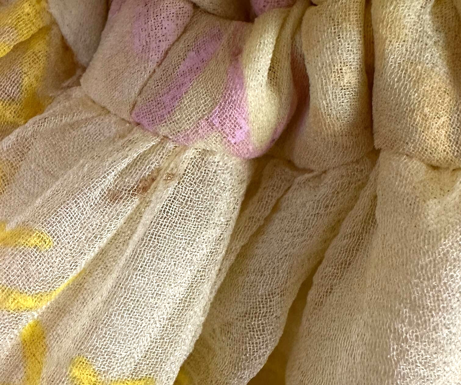 Vintage ZANDRA RHODES Iconic Silk Chiffon Gown 6 Yellow Hand Painted 1970’s Midi