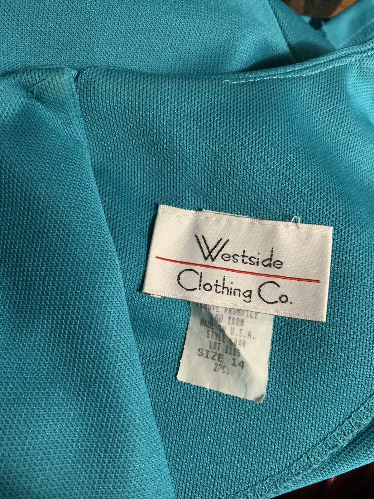 Westside Clothing co. Woman Ladies 2 Piece Skirt Suit Size 14 Turquoise Green