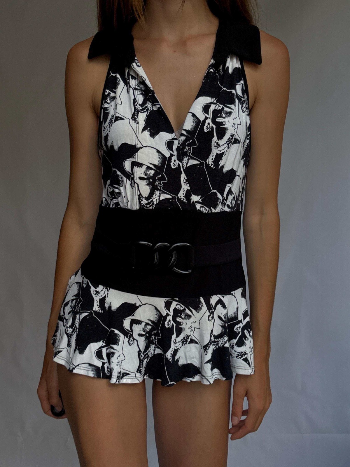 Vintage Joseph Ribkoff Tunic Top, Graphic Pop Art Print Mini Dress, L