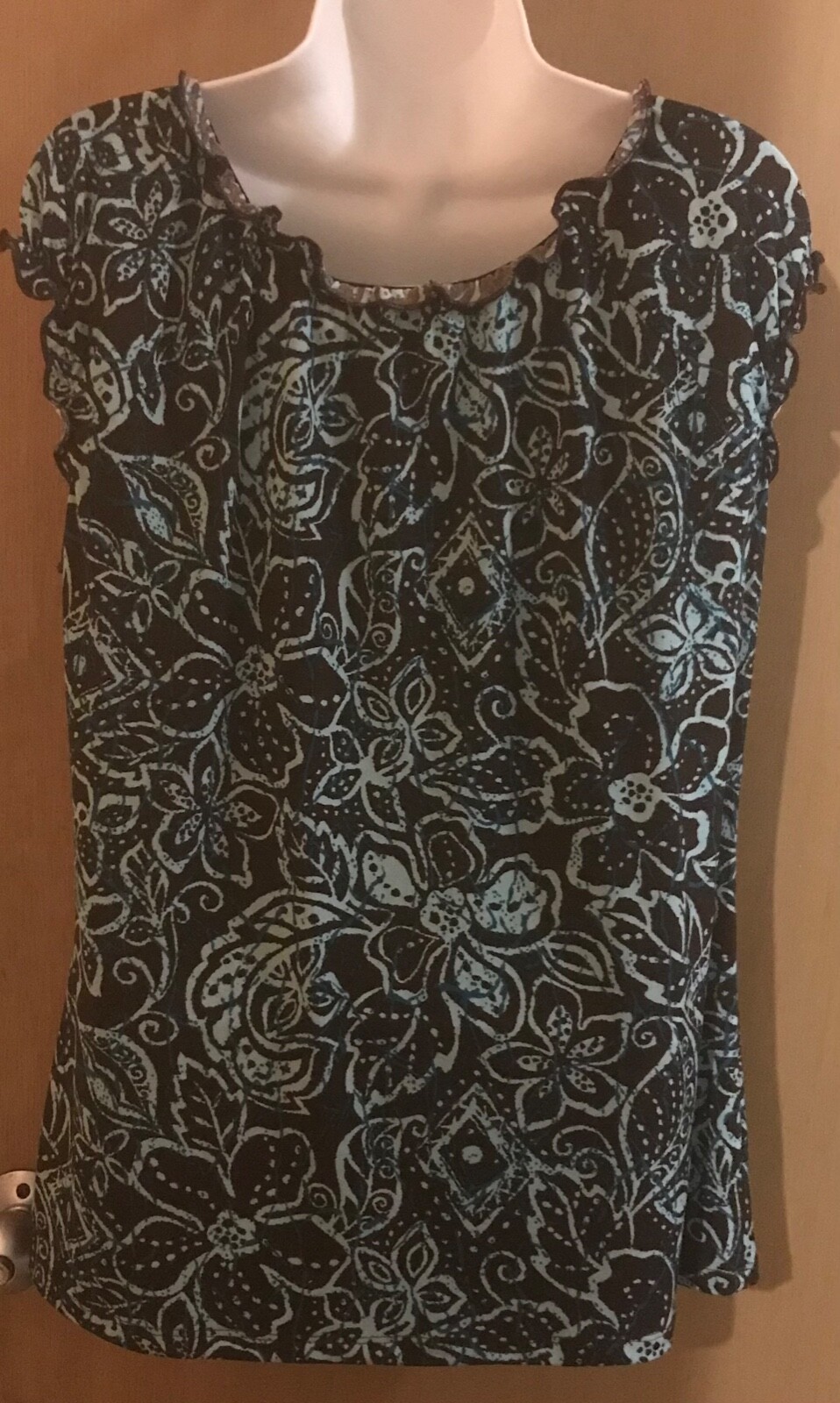 Vintage Carol Rose Brown and Teal Floral Milkmaid Top Y2k Whimsigoth Fairy