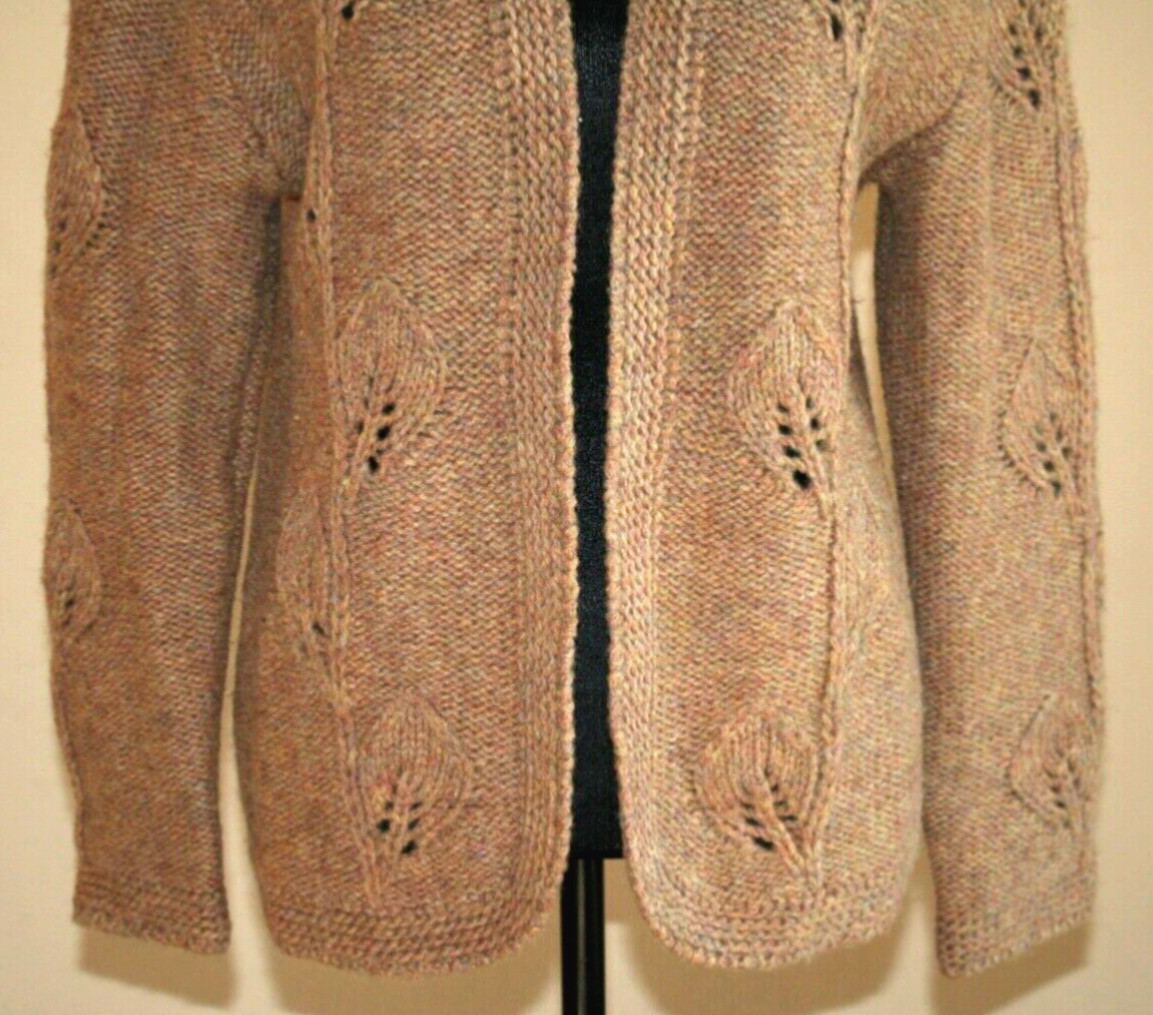 Vintage Cardigan Sweater Shetland Wool Womens Size Medium 8 10 Knit Open
