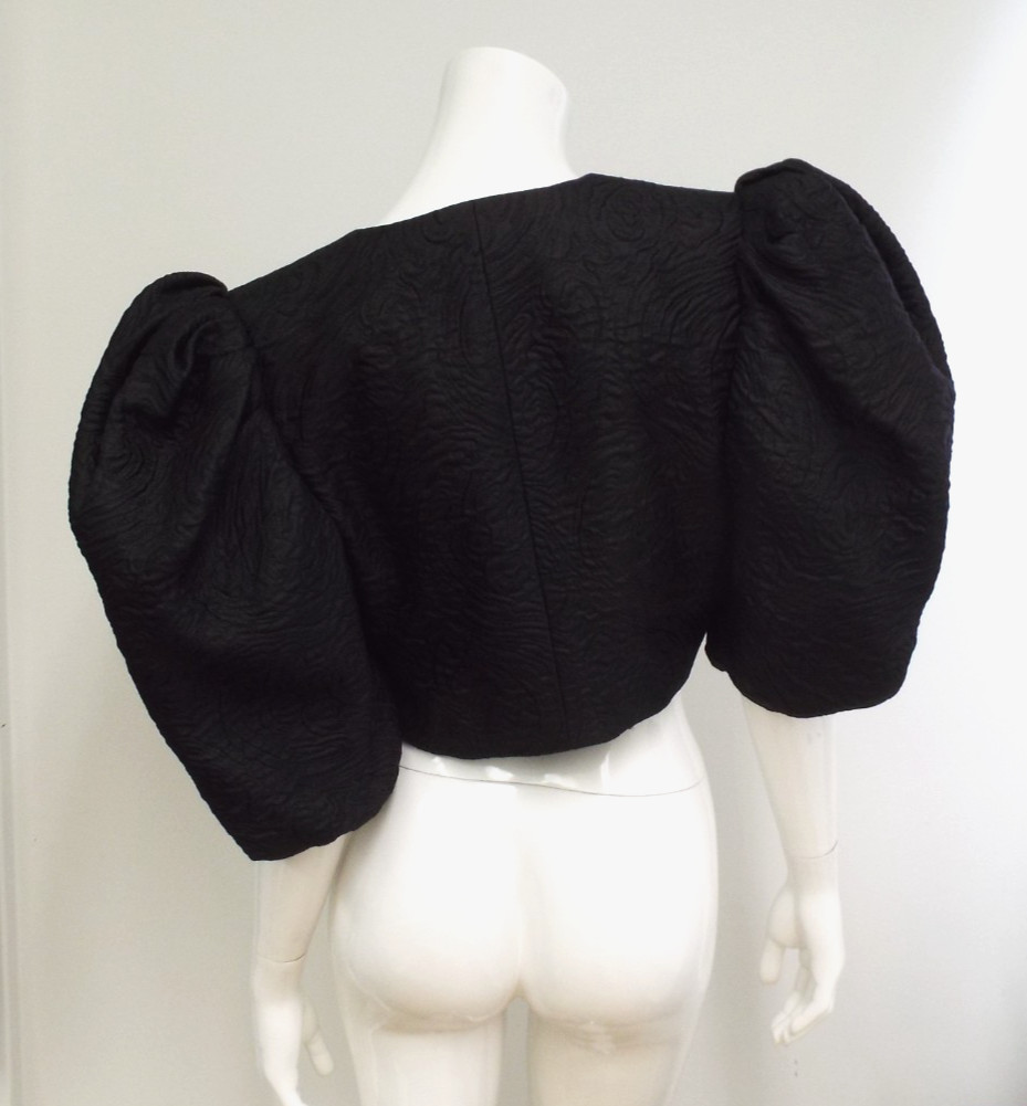 VTG 1980s Yves Saint Laurent Black Puff Sleeve Bolero Jacket 42 YSL Rive Gauche
