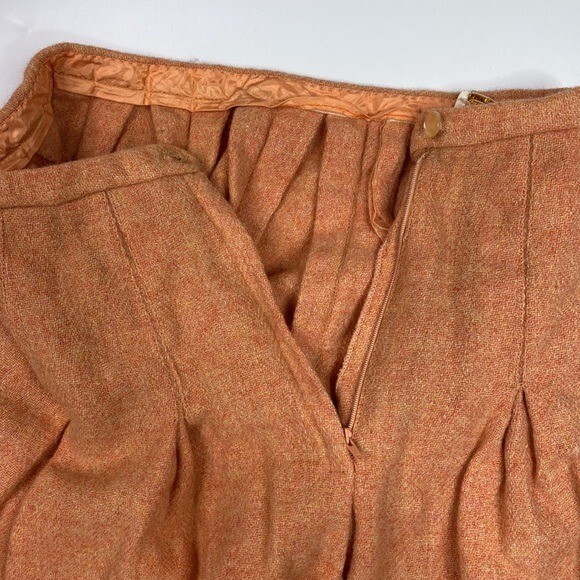 Vintage Carol Brent Pink Wool Pleated Skirt Waist 26″ 50s