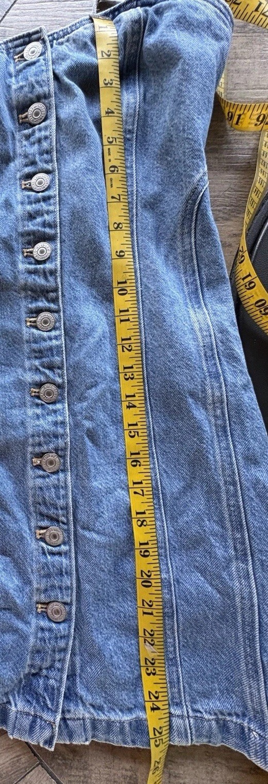 Levi’s Blue Denim Malene Dress Bustier Mini A Line Button Up Smocked XS
