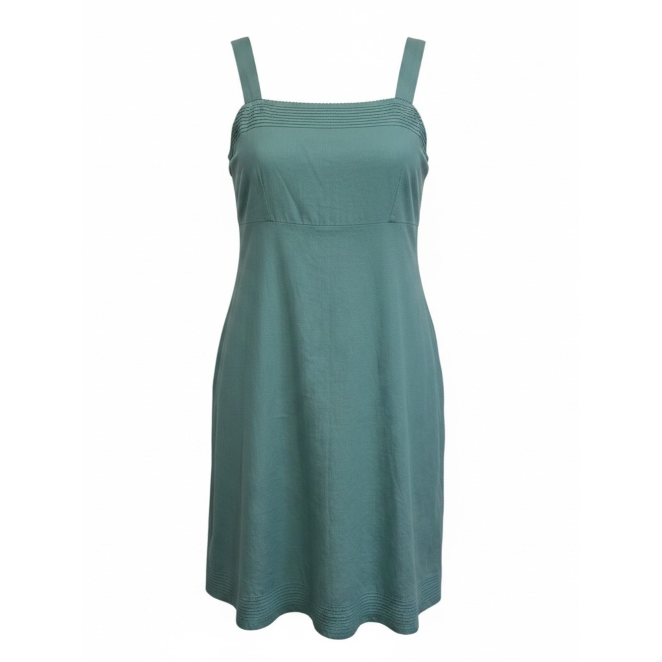Old Navy 100% Linen Aqua Blue Tank Shift Dress Size 12 Coastal Resort Summer