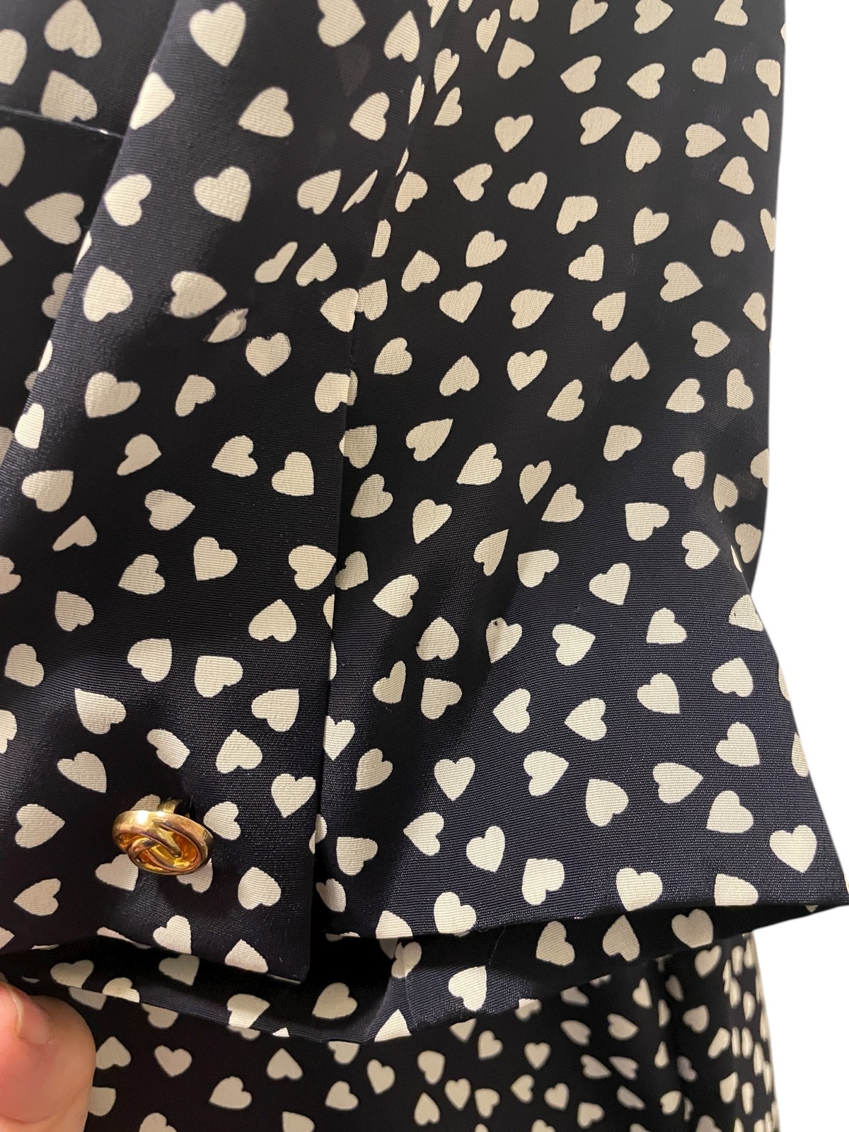 Vintage 80s Schrader Secretary Shirt Dress-Women’s 10P-Black White Heart Pattern