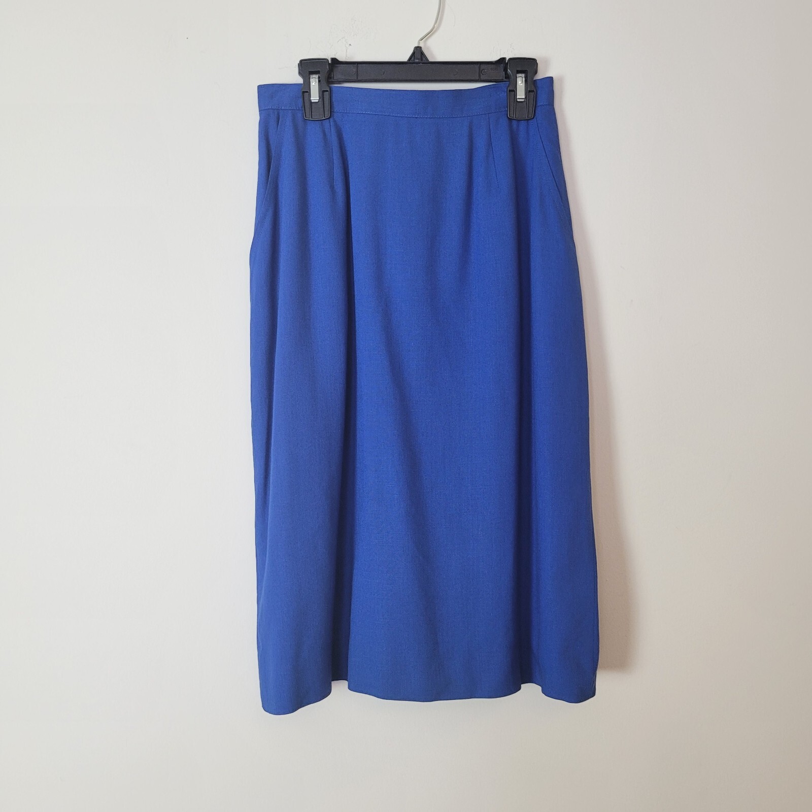Vintage pencil Skirt Women’s XS 24″ bright blue 60s office Pinup academia cotton