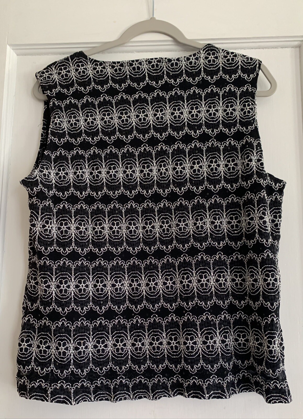 Vintage Dress Barn Sleeveless Blouse 1X Bling Evening Floral Pattern Sequins