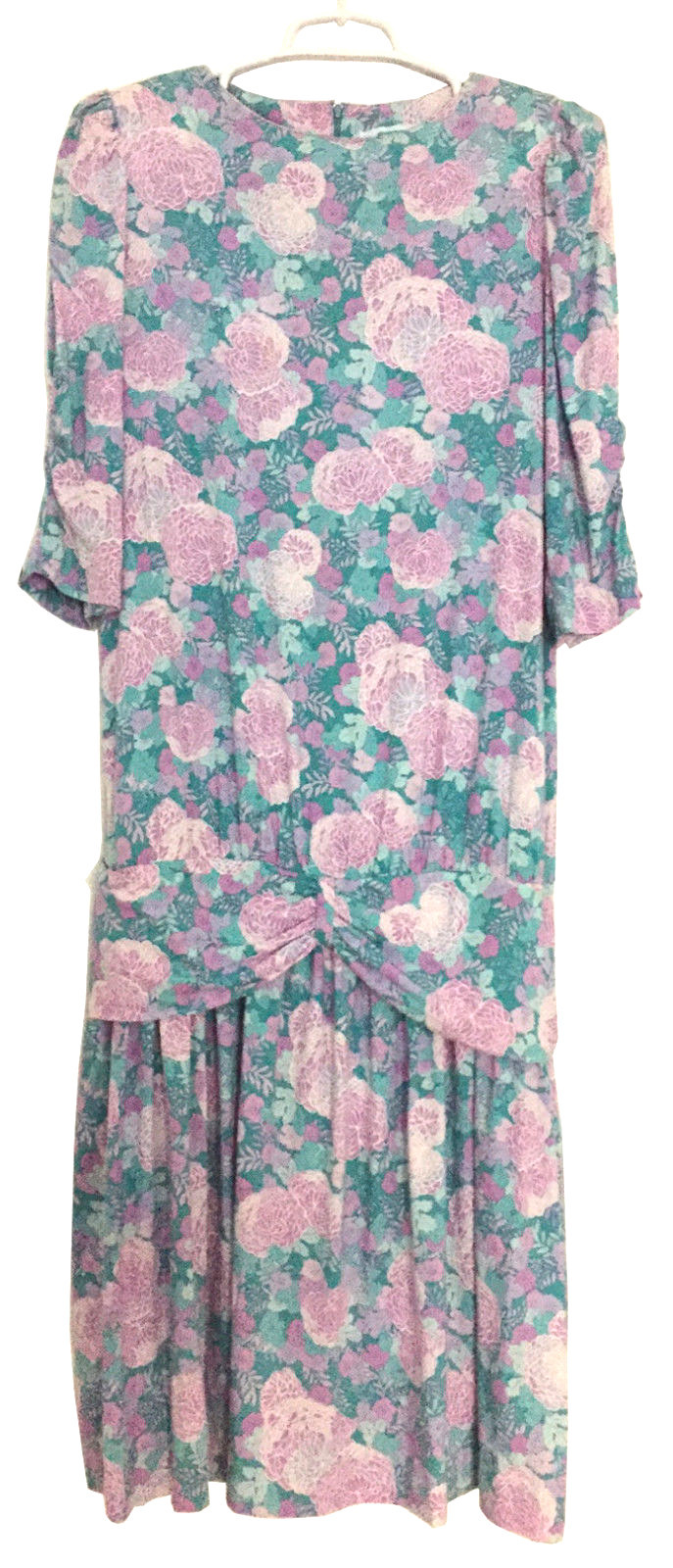 BELLE FRANCE Vintage Dress Floral Print Rayon Drop-Waist Size 10
