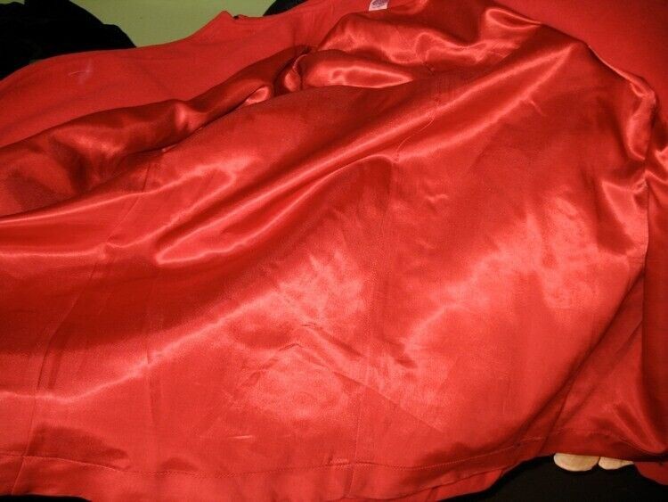 VTG Little Red Riding Hood Wool Coat Incredible Pleating & Details Blk Trim S M