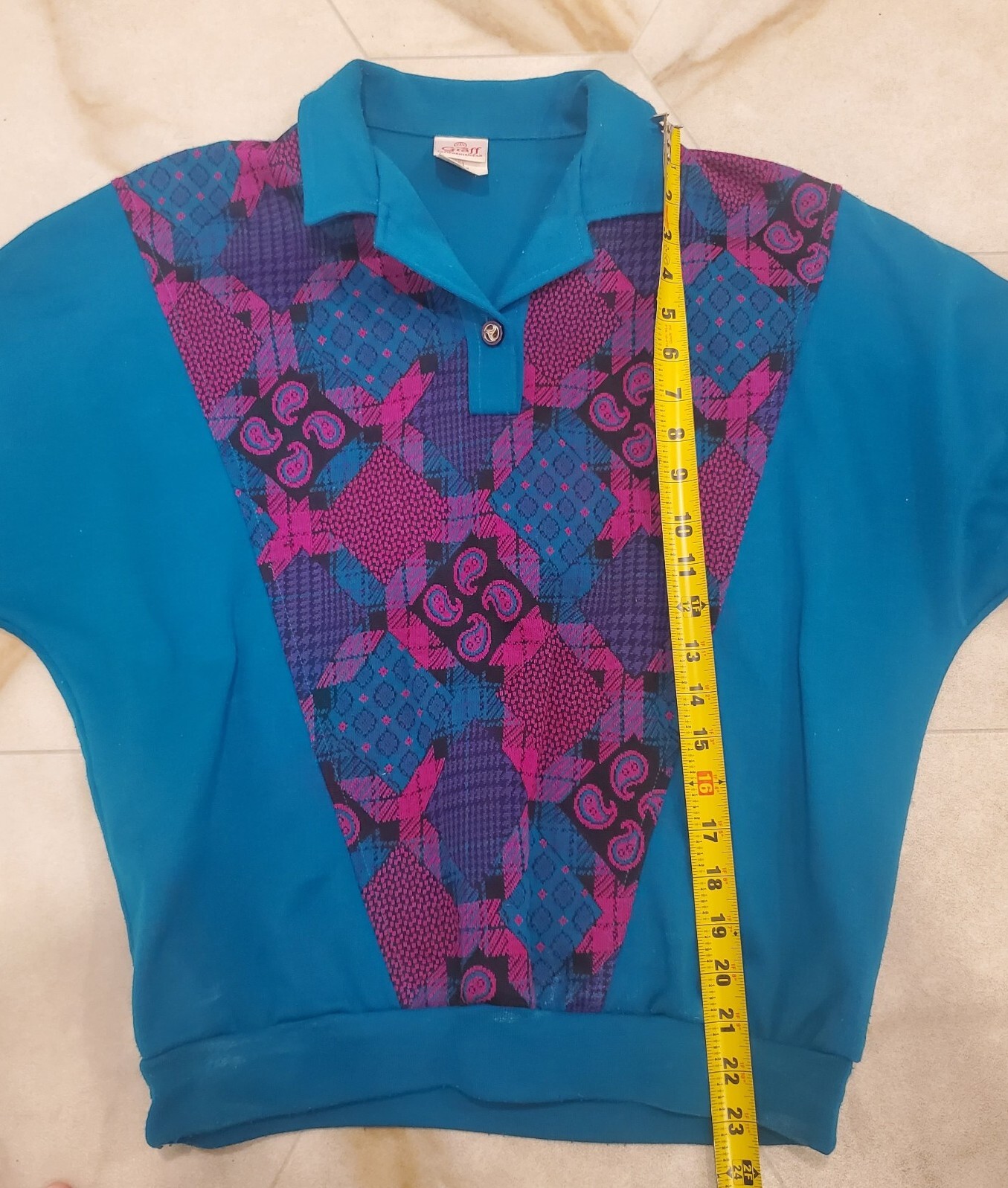 Graff Californiawear VTG Purple & Teal Quartersleeve Women’s Funky Top Medium