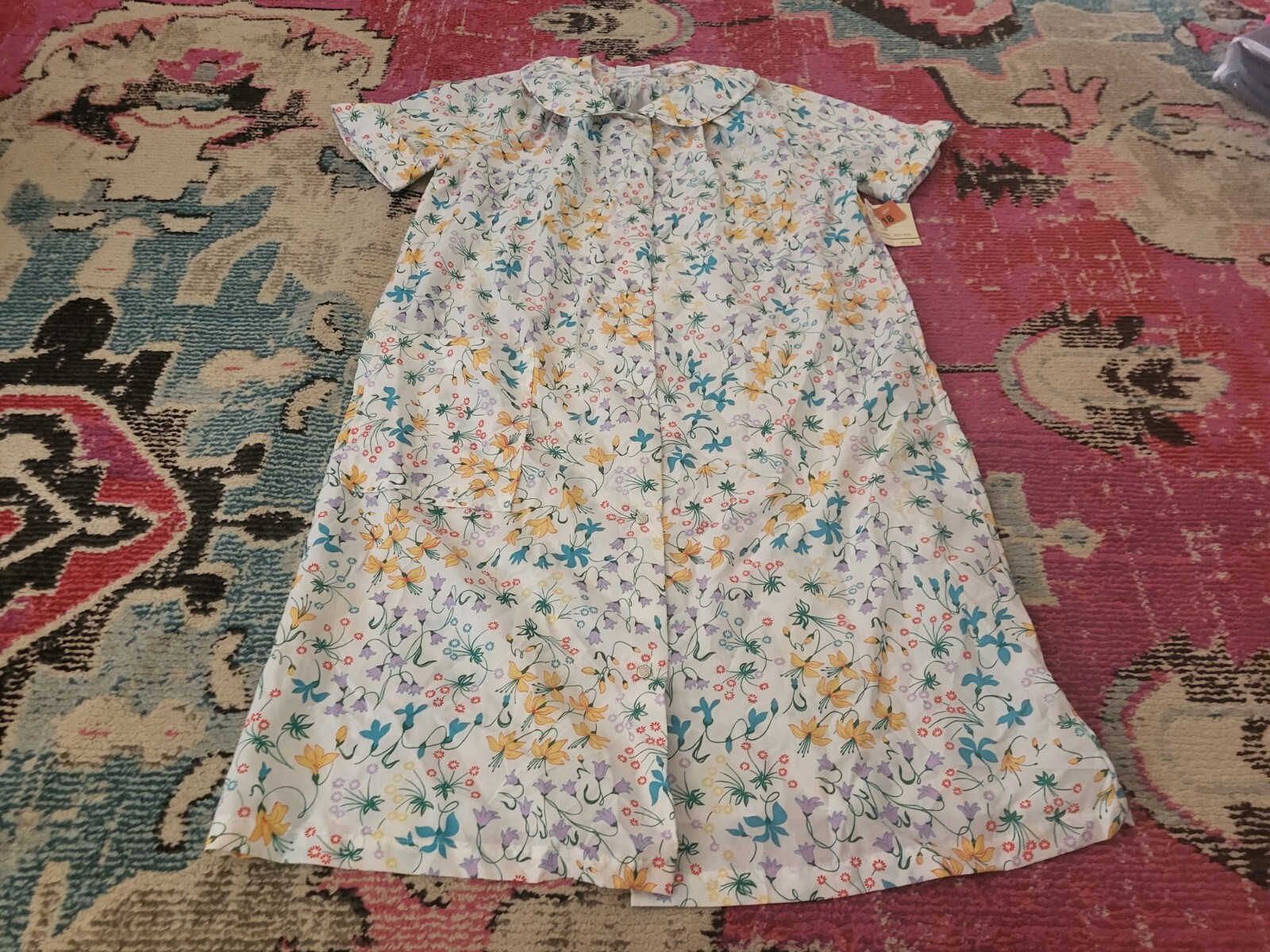 NEW NOS VTG JC Penney Misses Robe size 18 floral cotton/poly blend snap front