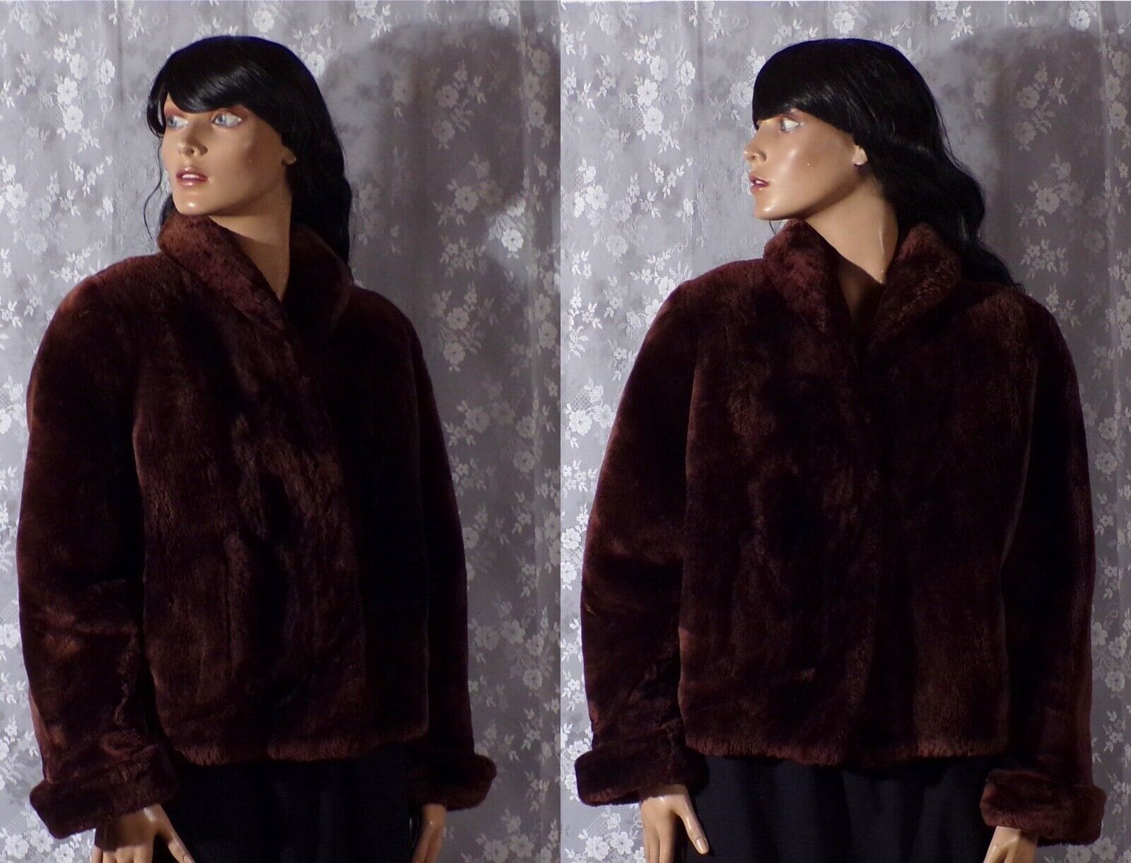 Vintage 50s Brown Fur Jacket Size Medium 1950s Retro Glam Mob Wife Old Hollywood