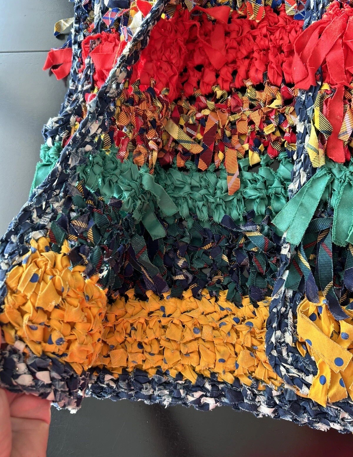 Vtg Vest Medium Estelle Gracer Hippie Rag Rug Artisan Crafted Festival Boho 1989