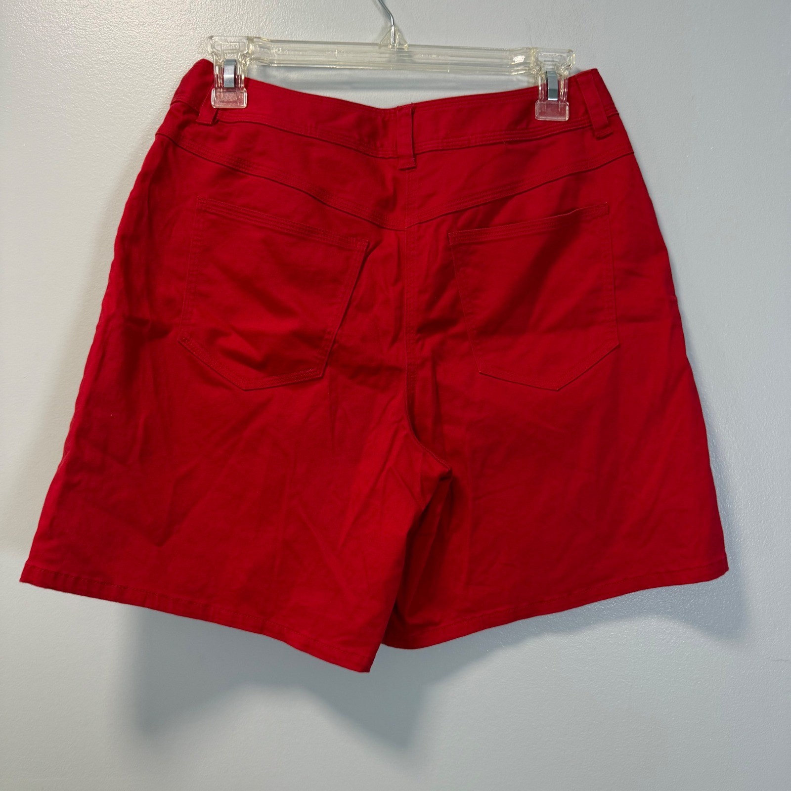 Vintage Talbots Red Cotton Stretch Bermuda Shorts Size 6 High Waisted Retro