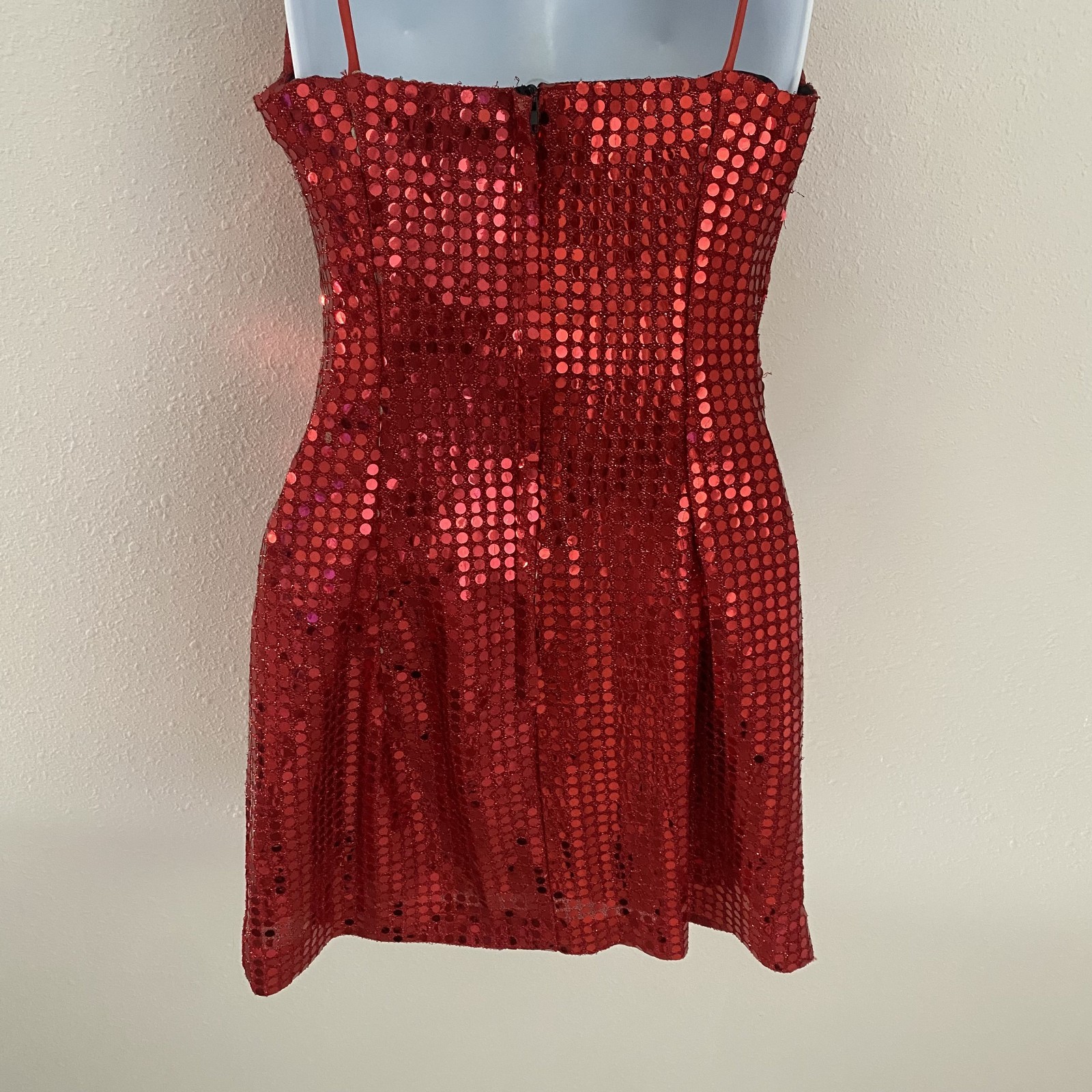 Vintage Roberta Womens 5 Red Sequin Mini Dress Party Cocktail Spaghetti Strap