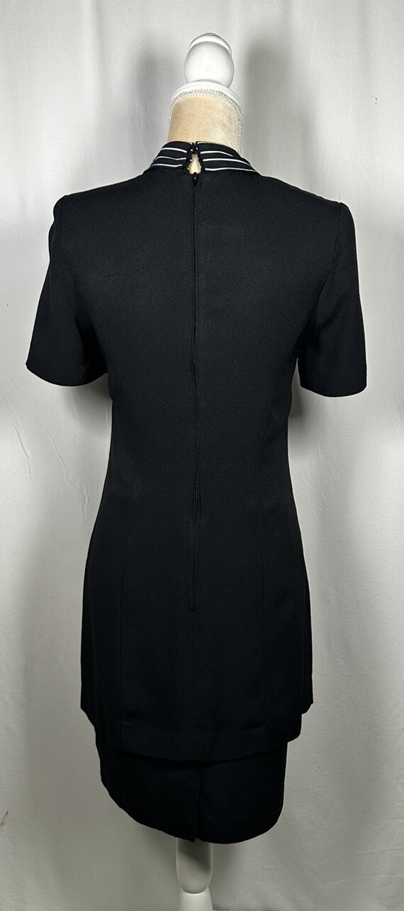 Vintage Taurus Dress Sheath 8 Short Sleeve Buttons Secretary Black 70’ 80’
