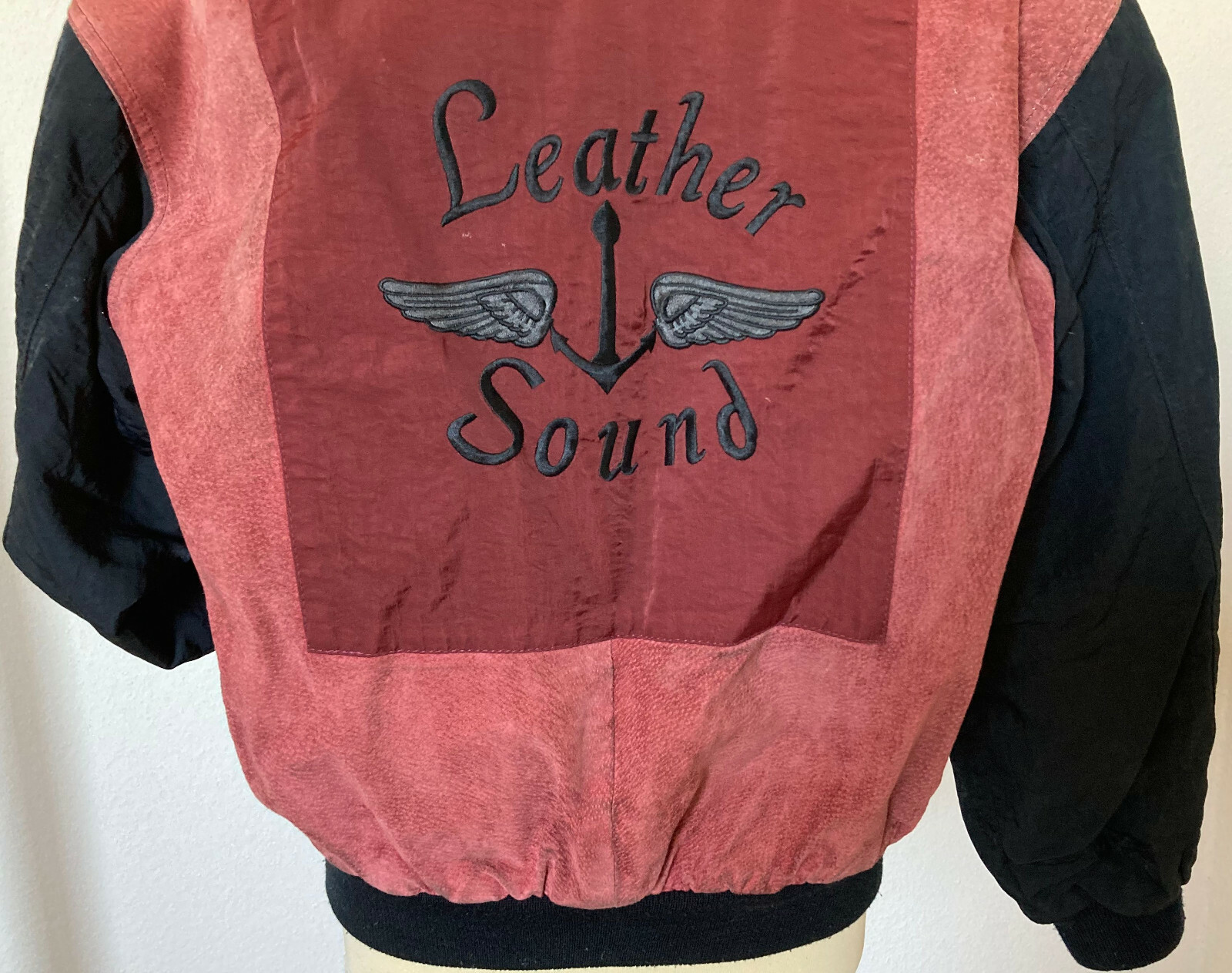 VINTAGE women’s LS original LEATHER SOUND leather jacket coat M WINE RED 90s