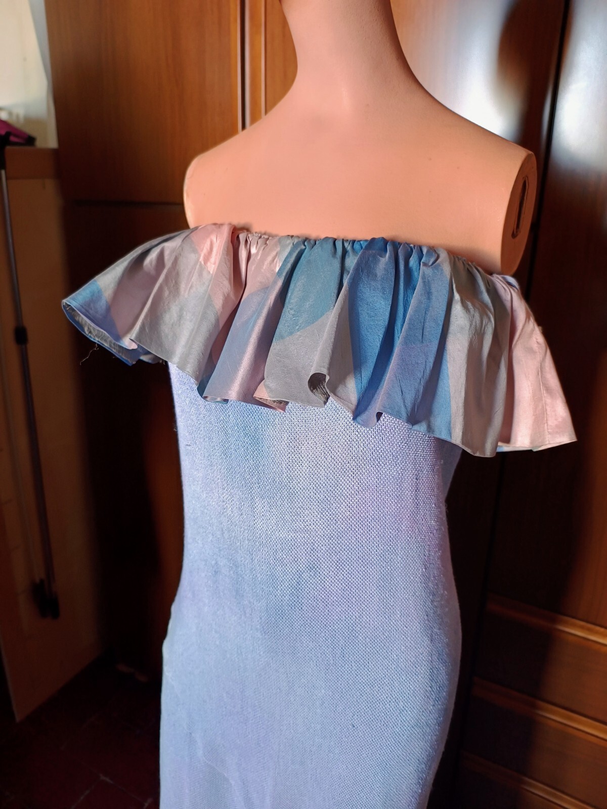 Vintage Sartorial Blended Linen & Satin Dress, Size M, Top Condition