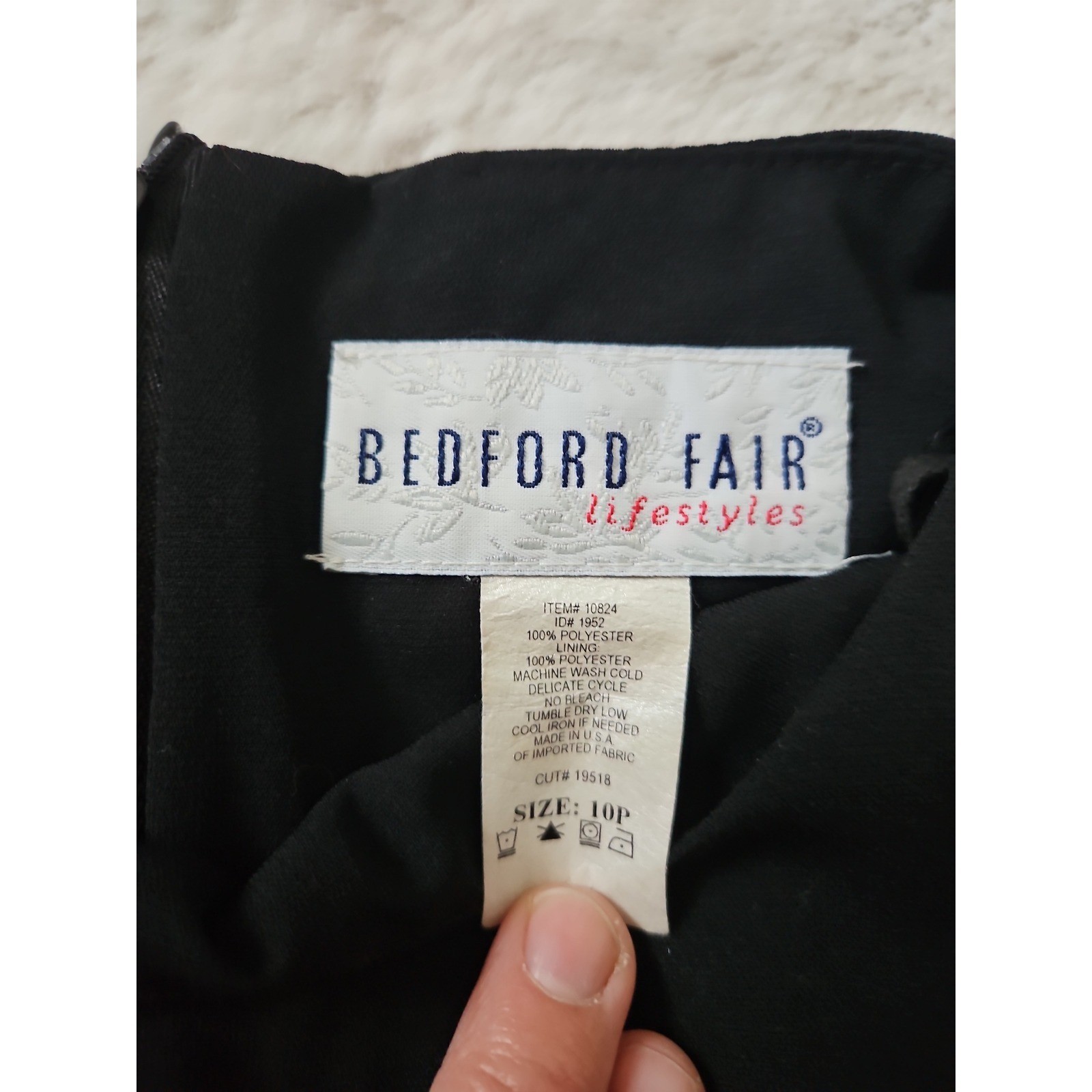 Vintage Bedford Fair Black A-Line Dress Made in USA Short Sleeve 10P