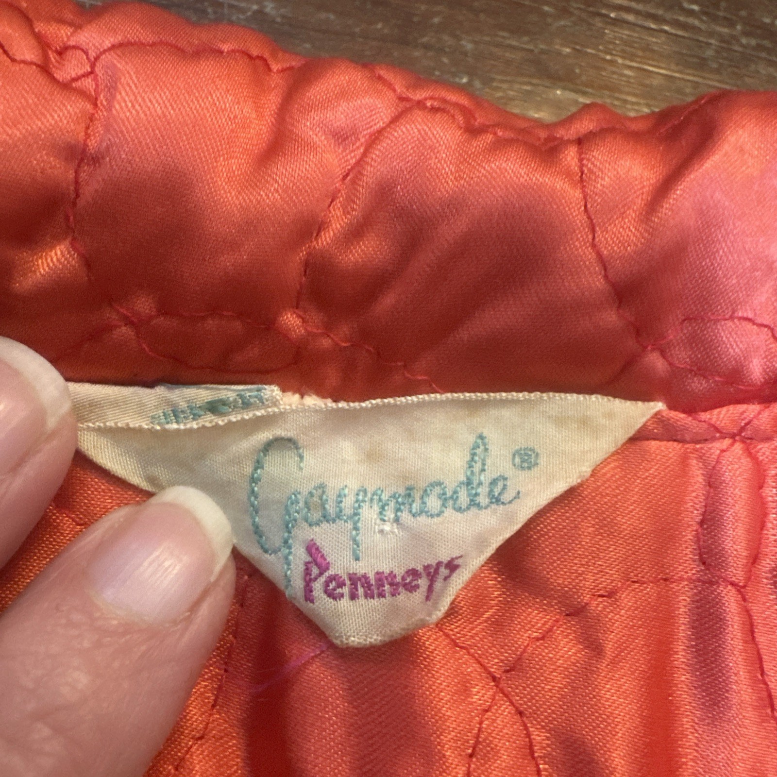 Vintage Satin like Dressing Gown Coral 1960’s Gaymode Penneys Loungewear Robe L