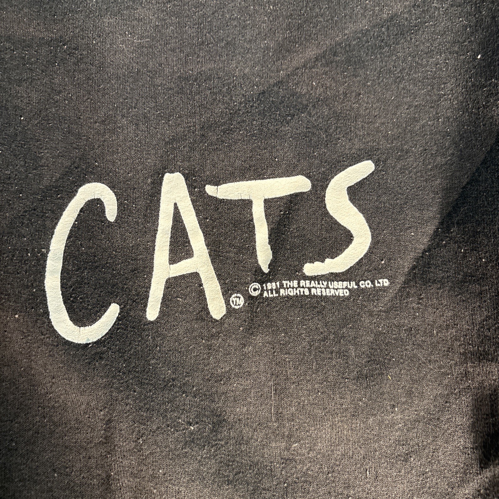 CATS Musical Broadway Shoe 1981 Crewneck Sweater Sz L Black Vintage