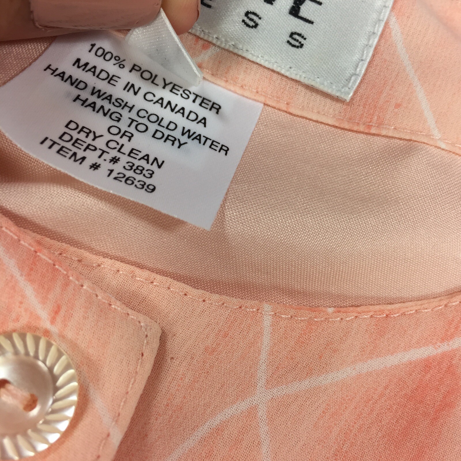 Vintage 1980s Rouie Blouson Smock Dress with Belt Size 12 Peach Chiffon Modest L
