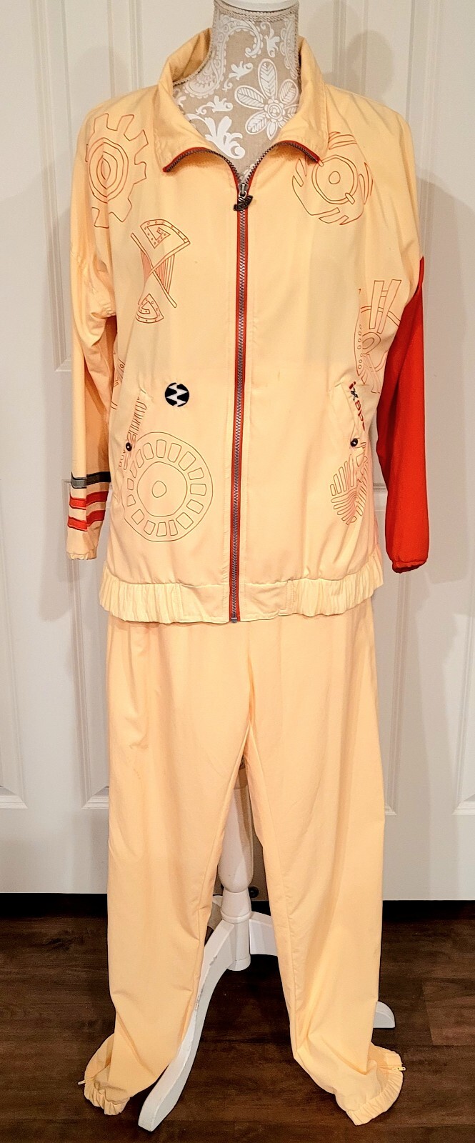 IXSPA By Jamie Sadock Vintage Organza Poly Tracksuit 1990’s Geometric Shapes Lg