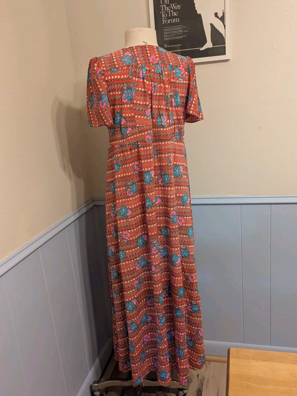 Vintage 1960s South Korean Psychedelic Floral Maxi Dress