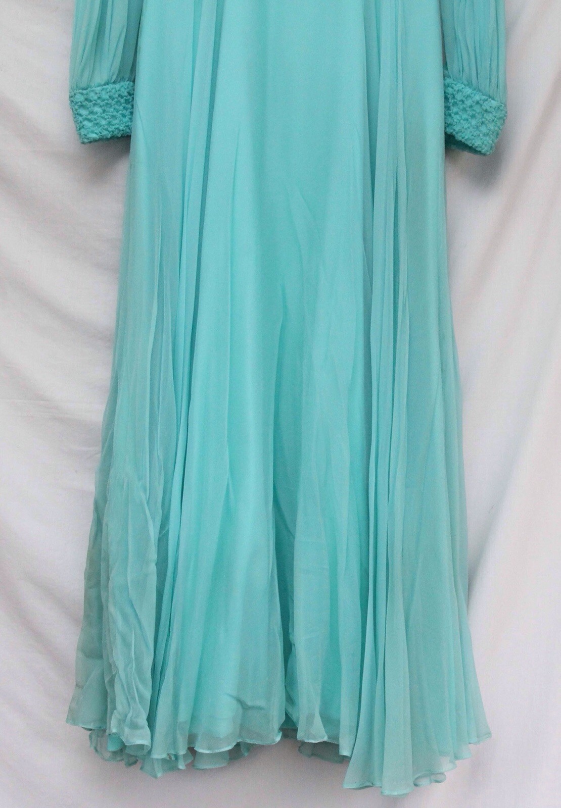Vintage 1960’s Blue Mod Maxi-dress B. Altman & Co. Made In USA Long Sleeves